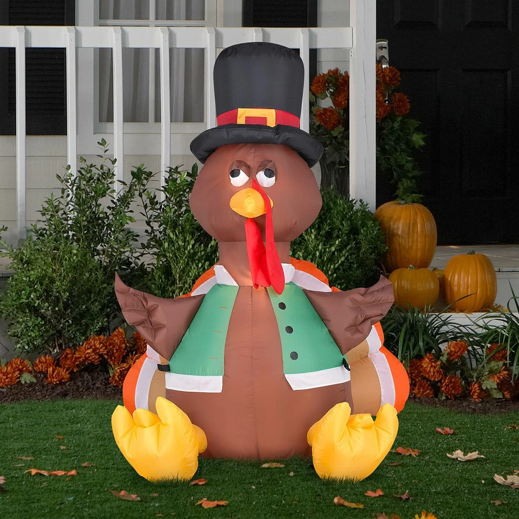 Gemmy Outdoor Airblown Inflatable Happy Turkey, Self-Inflates, G-26396 4 Gemmy Outdoor Airblown Inflatable Happy Turkey, Self-Inflates, G-26396 - Image 2