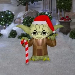 Gemmy Airblown-Stylized Yoda with Santa Hat Inflatable Decor, G-114961 -Gemmy Online Store 1454484 A1