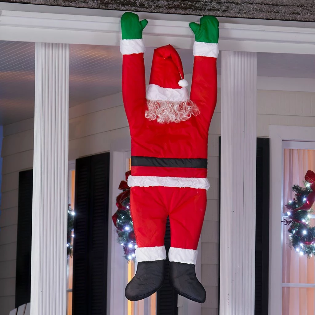 Gemmy Seasons Greetings Santa Hanging from Gutter Holiday Decoration, 5.5 ft. Tall, G-15307 4 Gemmy Seasons Greetings Santa Hanging from Gutter Holiday Decoration, 5.5 ft. Tall, G-15307 - Image 2