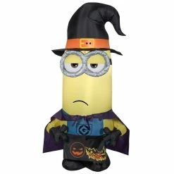 Gemmy Air-Blown Minion Kevin as Witch Inflatable, Self-Inflates, G-225176