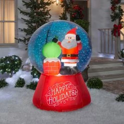 Gemmy Airblown Inflatable Snow Globe Santa on Rooftop Scene -Gemmy Online Store 1572765 A1
