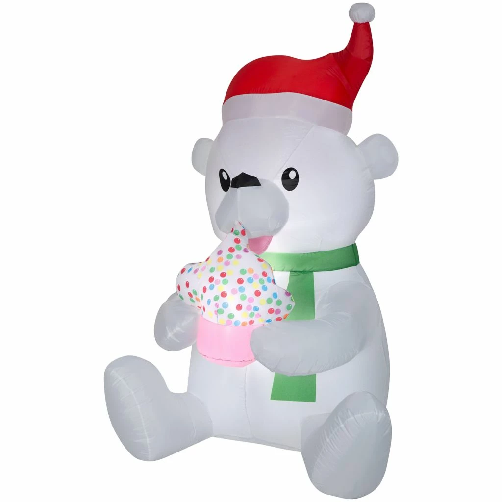 Gemmy Animated Inflatable Polar Bear with Cupcake 3 Gemmy Animated Inflatable Polar Bear with Cupcake