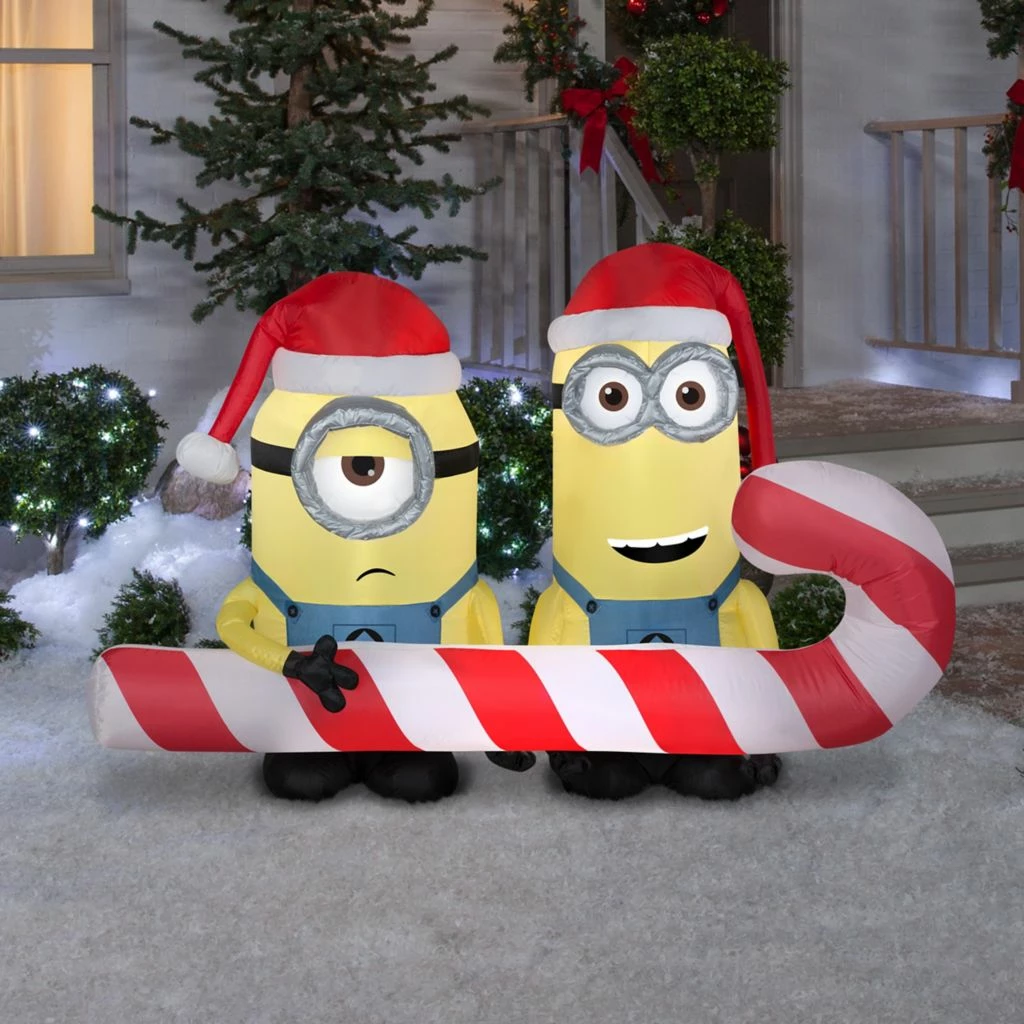 Gemmy Airblown Inflatable Minions Carrying Candy Cane 4 Gemmy Airblown Inflatable Minions Carrying Candy Cane - Image 2