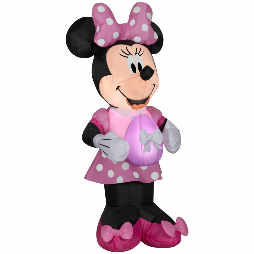 Gemmy Airblown Easter Minnie Mouse in Pink Polka Dot Dress with Egg Decor 3 Gemmy Airblown Easter Minnie Mouse in Pink Polka Dot Dress with Egg Decor