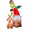 Gemmy Airblown Inflatable Grinch in Chimney with Max Scene, From the Mind of Dr. Seuss -Gemmy Online Store 1736982
