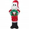 New! Gemmy Airblown Inflatable Jack Skellington in Santa Suit with Wreath, G-118986 -Gemmy Online Store 1935145