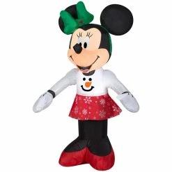 New! Gemmy Airblown Inflatable Minnie Mouse in Snowman Sweater and Snowflake Skirt, G-119258