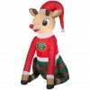New! Gemmy Airblown Inflatable Rudolph the Red-Nosed Reindeer in Christmas PJs, G-119305